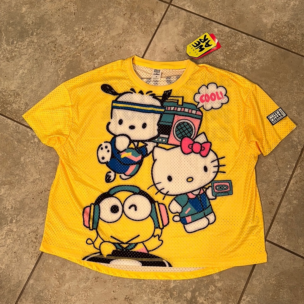 Zumba Hello Kitty Mesh Mell-Oh Yellow Top- NWT